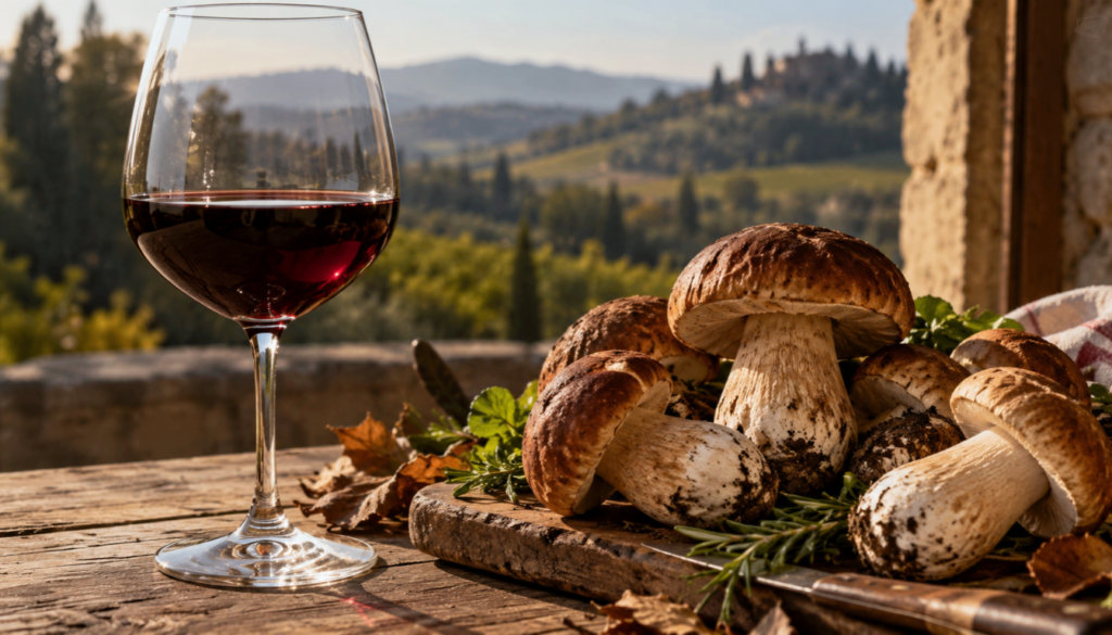 Abbinamento vino rosso funghi porcini
